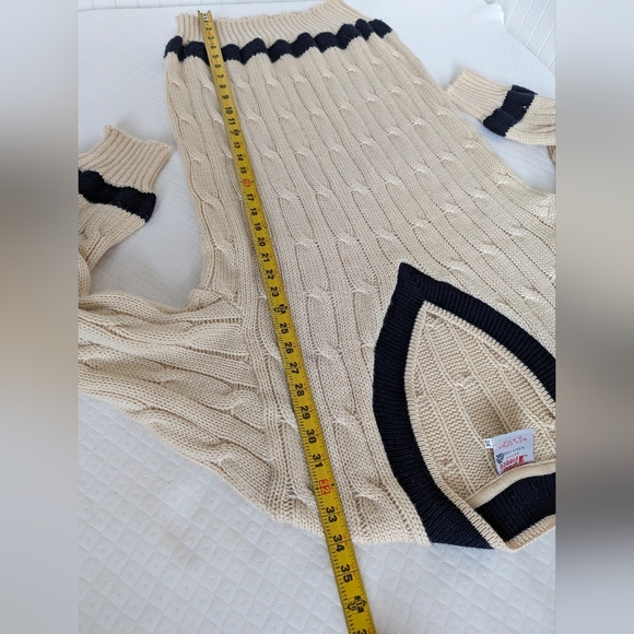 Silver Fleece Pure Australian Wool Contrast Longline Cable Knit sweater, size XL - Picture 7 of 10